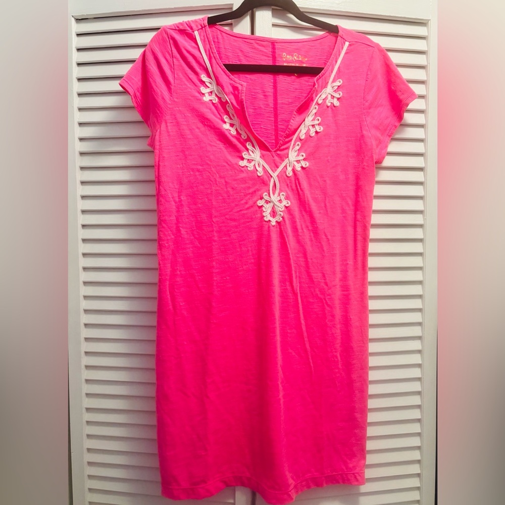 Lilly pulitzer Brewster Hot Pink Tunic Dress sz Large like new!